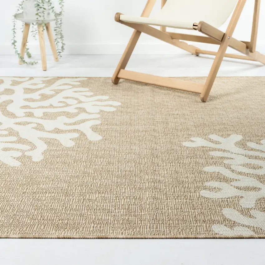 Beige And White Coral Area Rug Photo 5