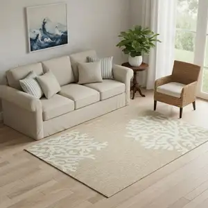 Photo of Beige And White Coral Area Rug
