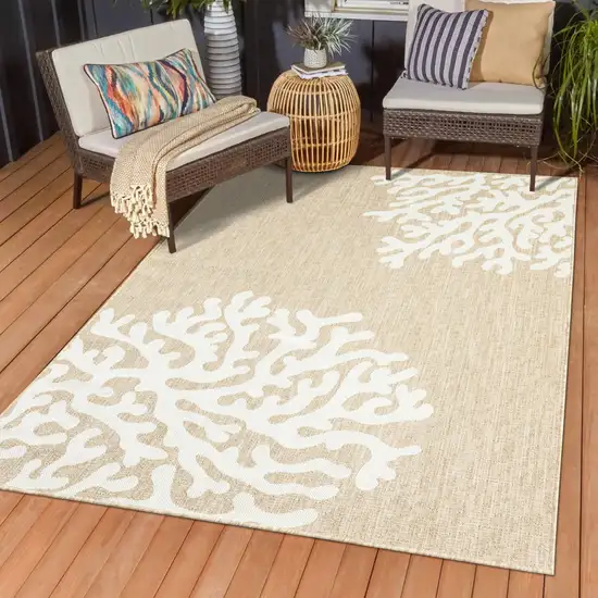 Beige And White Coral Area Rug Photo 4