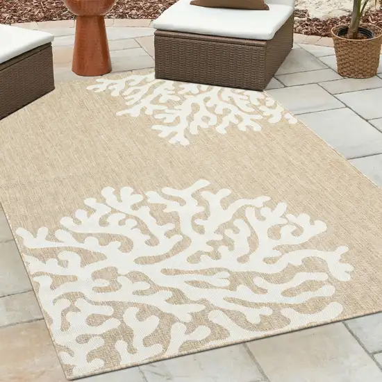 Beige And White Coral Area Rug Photo 6