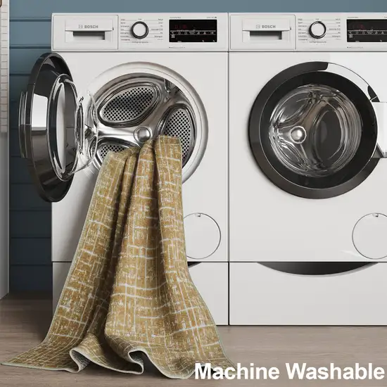 Beige And White Crosshatch Distressed Area Rug Photo 6