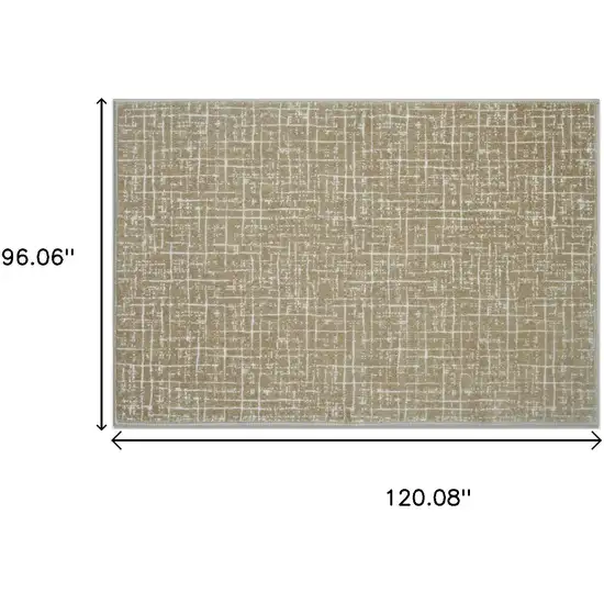 Beige And White Crosshatch Distressed Area Rug Photo 3