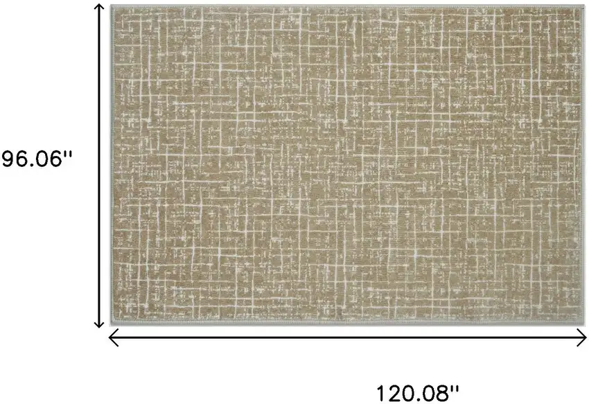 Beige And White Crosshatch Distressed Area Rug Photo 3