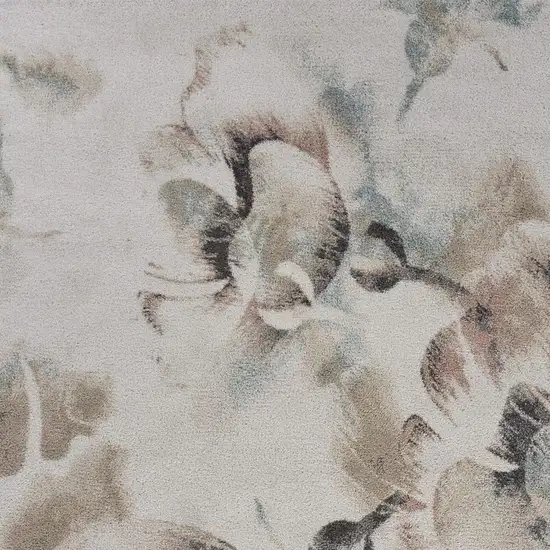 Beige And White Floral Area Rug Photo 2