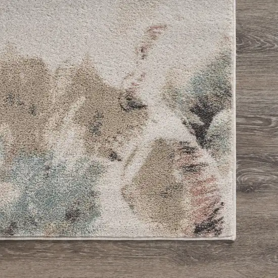 Beige And White Floral Area Rug Photo 7