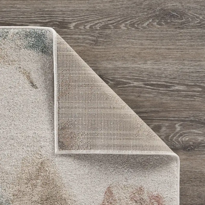 Beige And White Floral Area Rug Photo 8