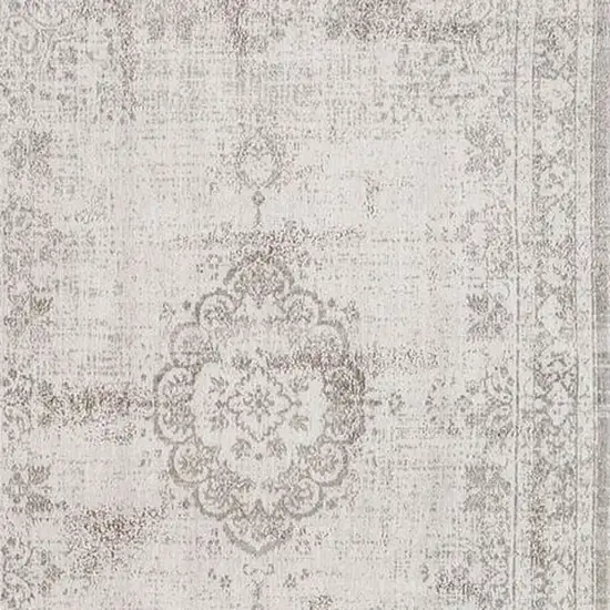 Beige And White Medallion ,Washable, Area Rug Photo 5