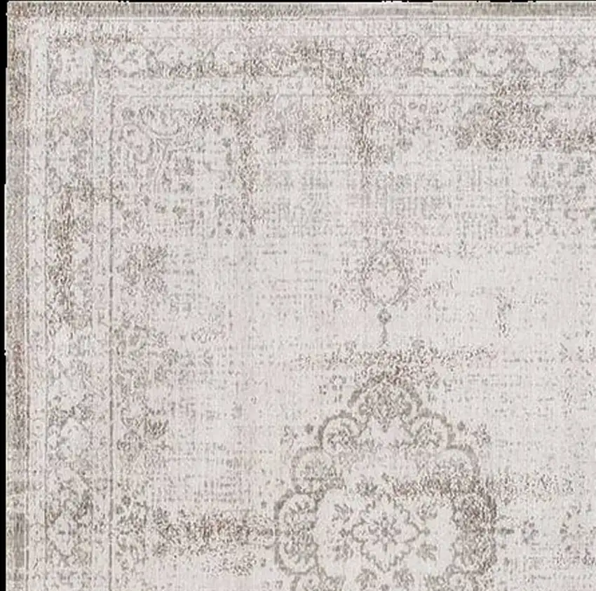 Beige And White Medallion ,Washable, Area Rug Photo 3