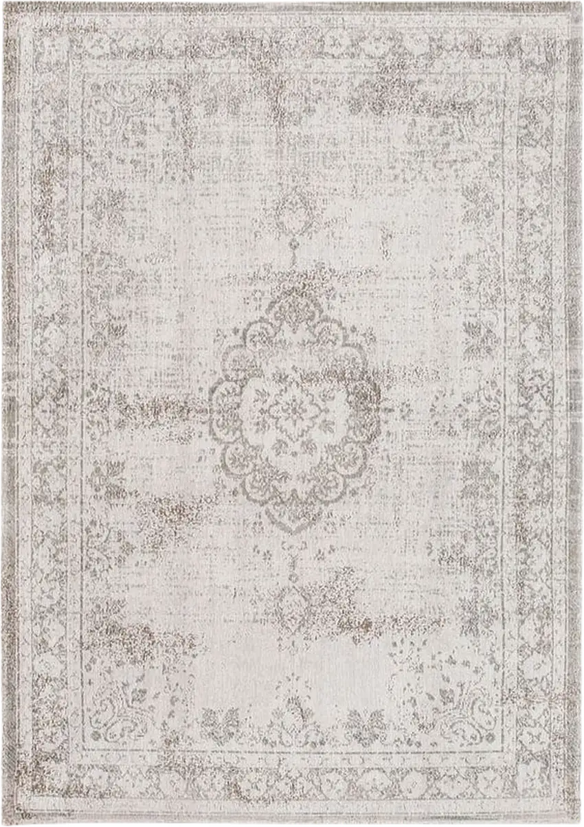 Beige And White Medallion ,Washable, Area Rug Photo 2