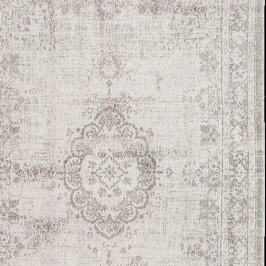 Beige And White Medallion ,Washable, Area Rug Photo 5