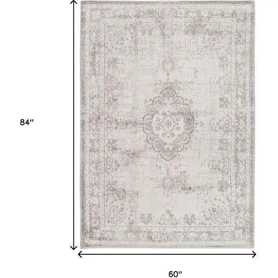 Beige And White Medallion ,Washable, Area Rug Photo 8