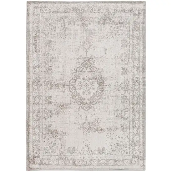 Beige And White Medallion ,Washable, Area Rug Photo 2