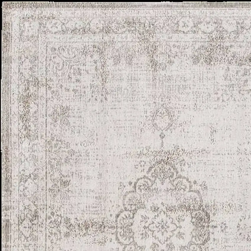 Beige And White Medallion ,Washable, Area Rug Photo 3