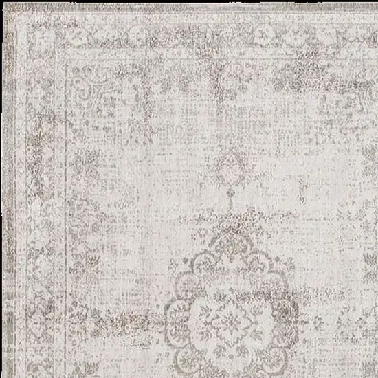 Beige And White Medallion ,Washable, Area Rug Photo 4