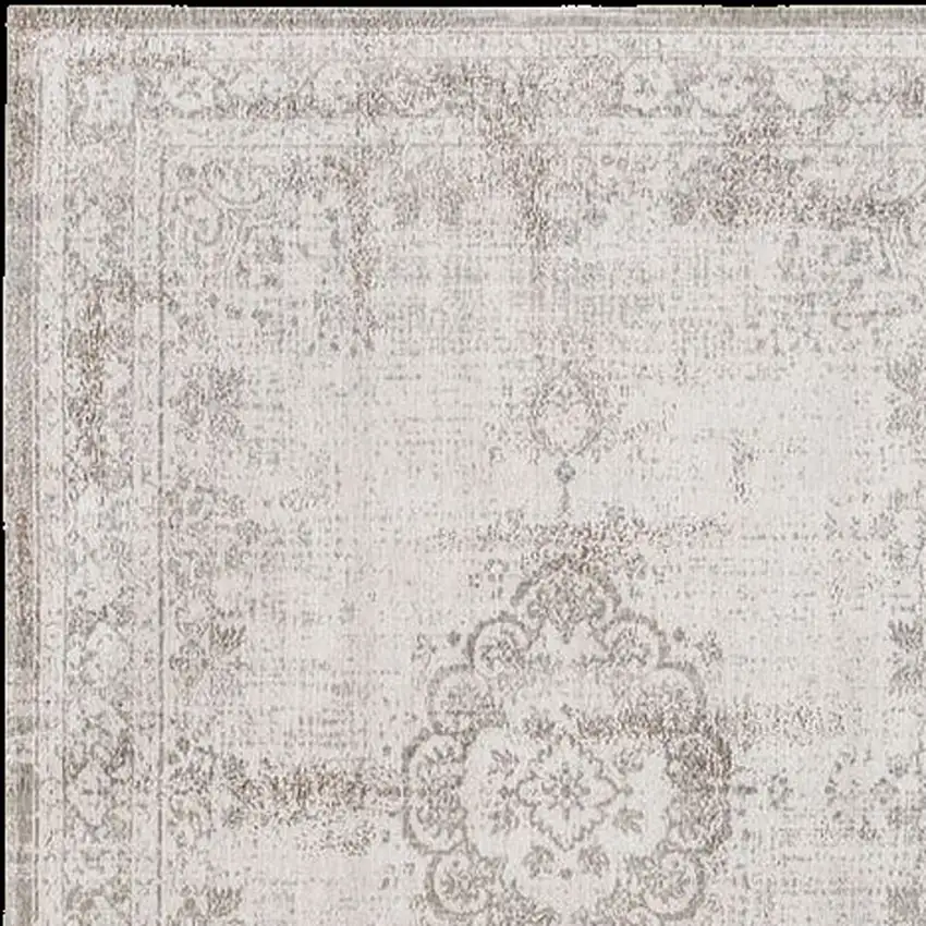 Beige And White Medallion ,Washable, Area Rug Photo 4