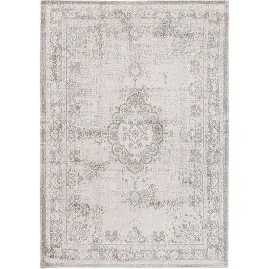 Beige And White Medallion ,Washable, Area Rug Photo 2
