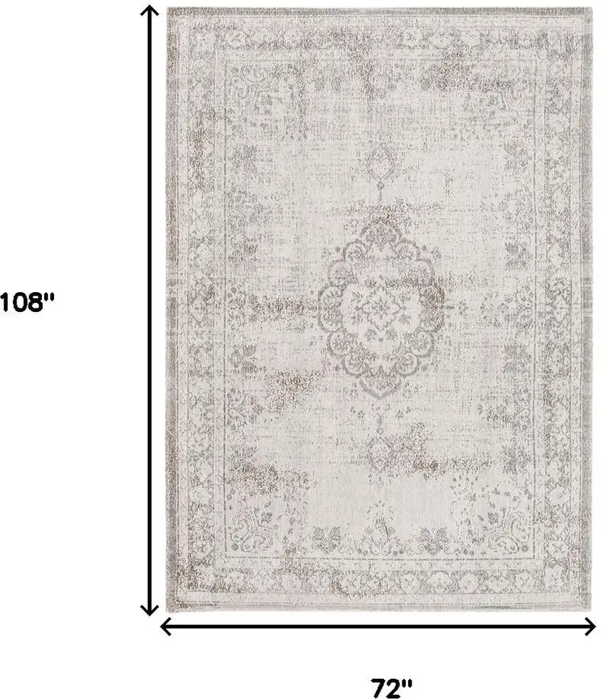 Beige And White Medallion ,Washable, Area Rug Photo 7