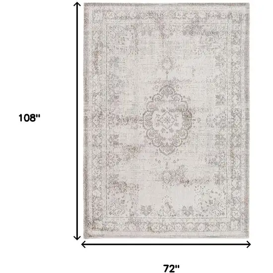 Beige And White Medallion ,Washable, Area Rug Photo 7