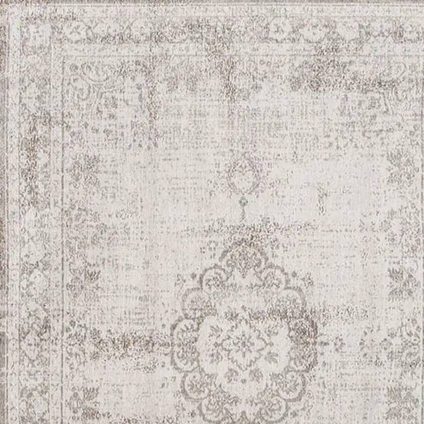 Beige And White Medallion ,Washable, Area Rug Photo 4