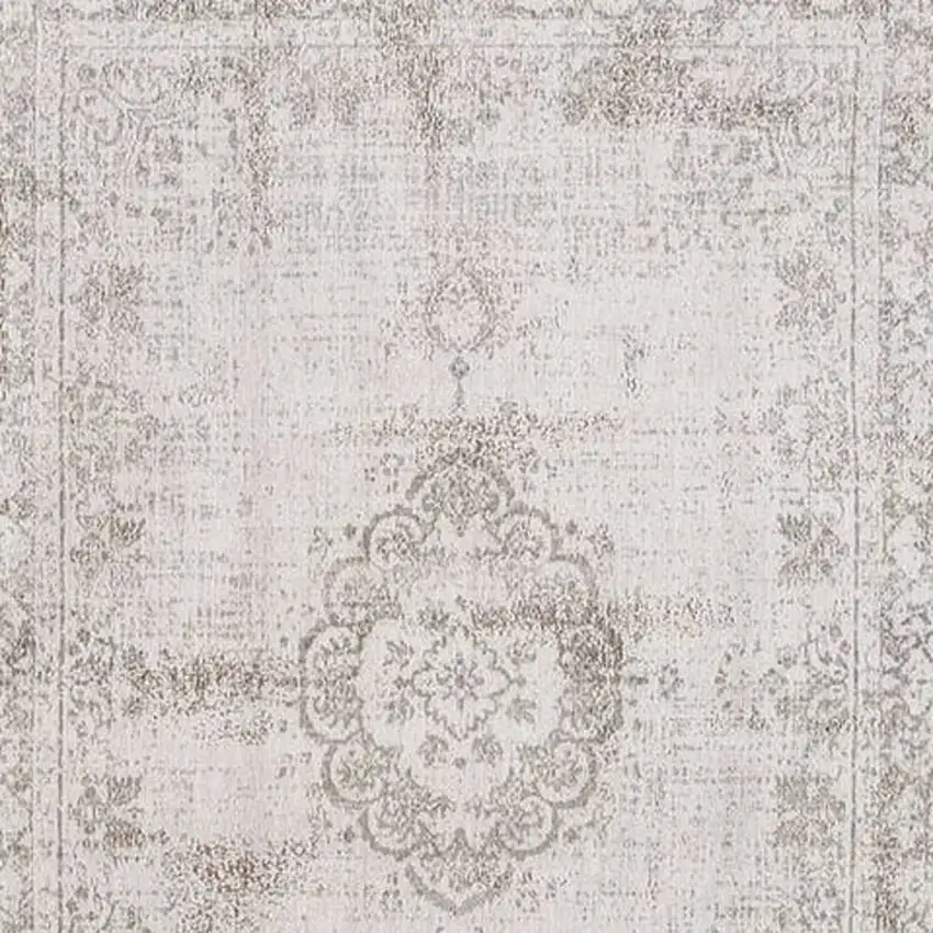 Beige And White Medallion ,Washable, Area Rug Photo 3