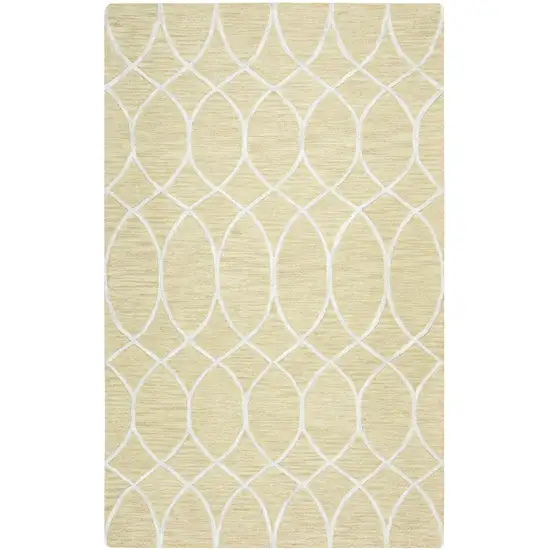 Beige And Yellow Wool Trellis Hand Tufted Area Rug Photo 3