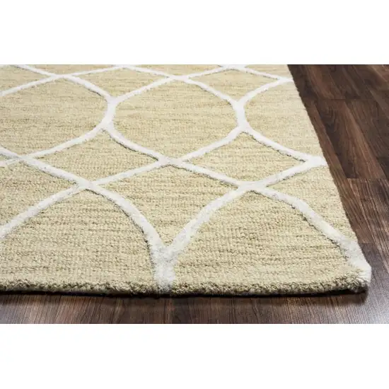 Beige And Yellow Wool Trellis Hand Tufted Area Rug Photo 4