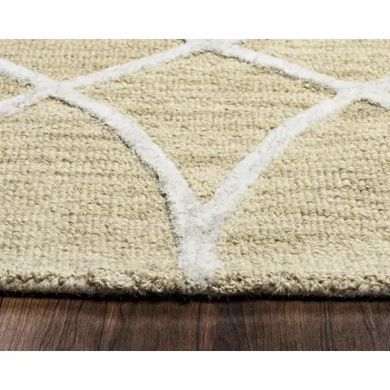 Beige And Yellow Wool Trellis Hand Tufted Area Rug Photo 6