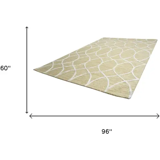 Beige And Yellow Wool Trellis Hand Tufted Area Rug Photo 7