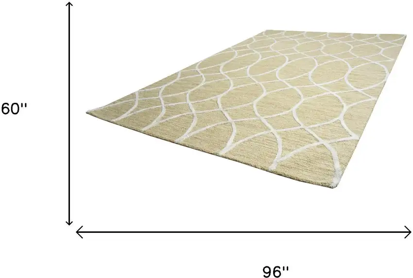 Beige And Yellow Wool Trellis Hand Tufted Area Rug Photo 7