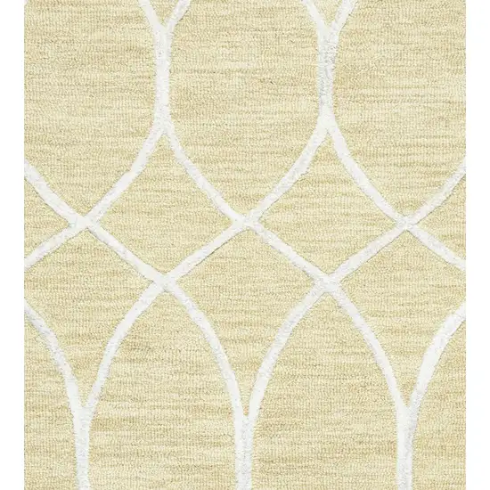 Beige And Yellow Wool Trellis Hand Tufted Area Rug Photo 5