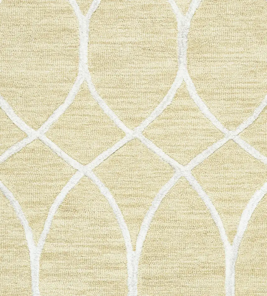 Beige And Yellow Wool Trellis Hand Tufted Area Rug Photo 5