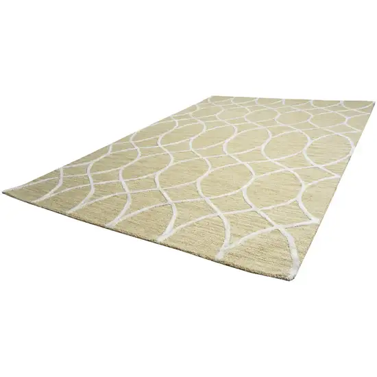 Beige And Yellow Wool Trellis Hand Tufted Area Rug Photo 2