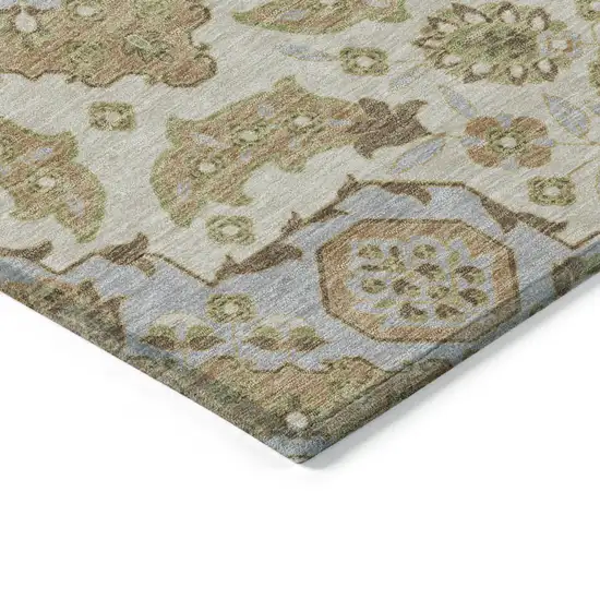 Beige Artichoke Green And Ivory Medallion Washable Indoor Outdoor Area Rug Photo 9