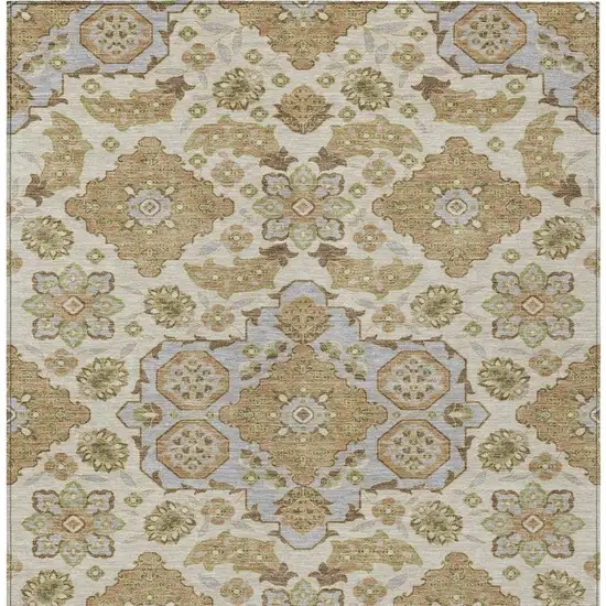 Beige Artichoke Green And Ivory Medallion Washable Indoor Outdoor Area Rug Photo 4