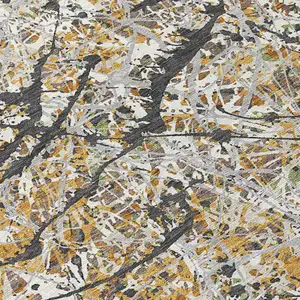 Photo of Beige Black And Ivory Abstract Washable Indoor Outdoor Area Rug