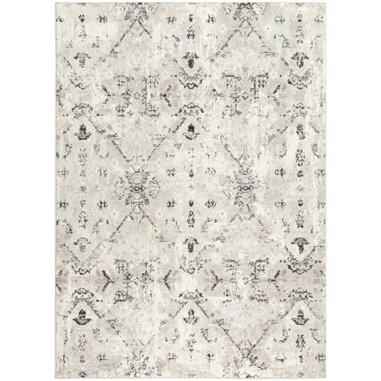 Beige Black And Ivory Oriental Area Rug Photo 2