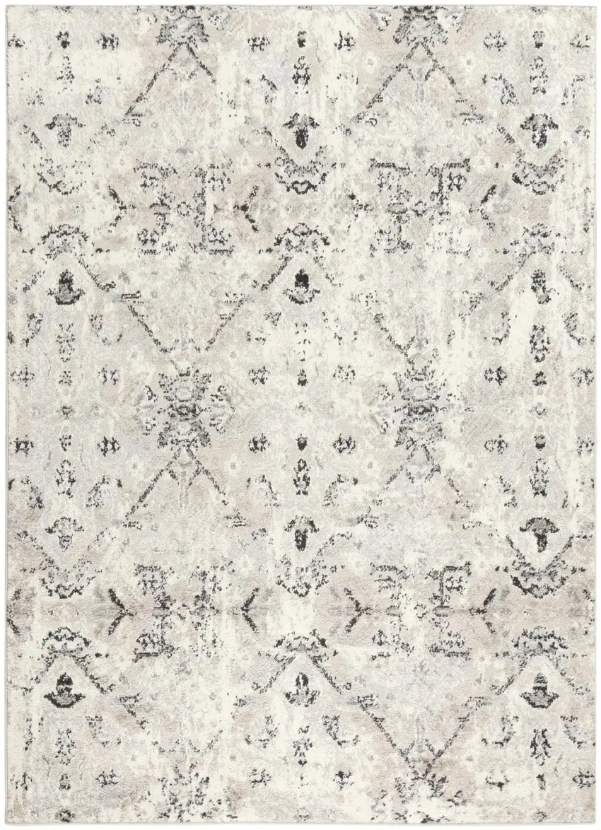 Beige Black And Ivory Oriental Area Rug Photo 2