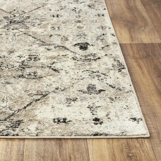 Beige Black And Ivory Oriental Area Rug Photo 3