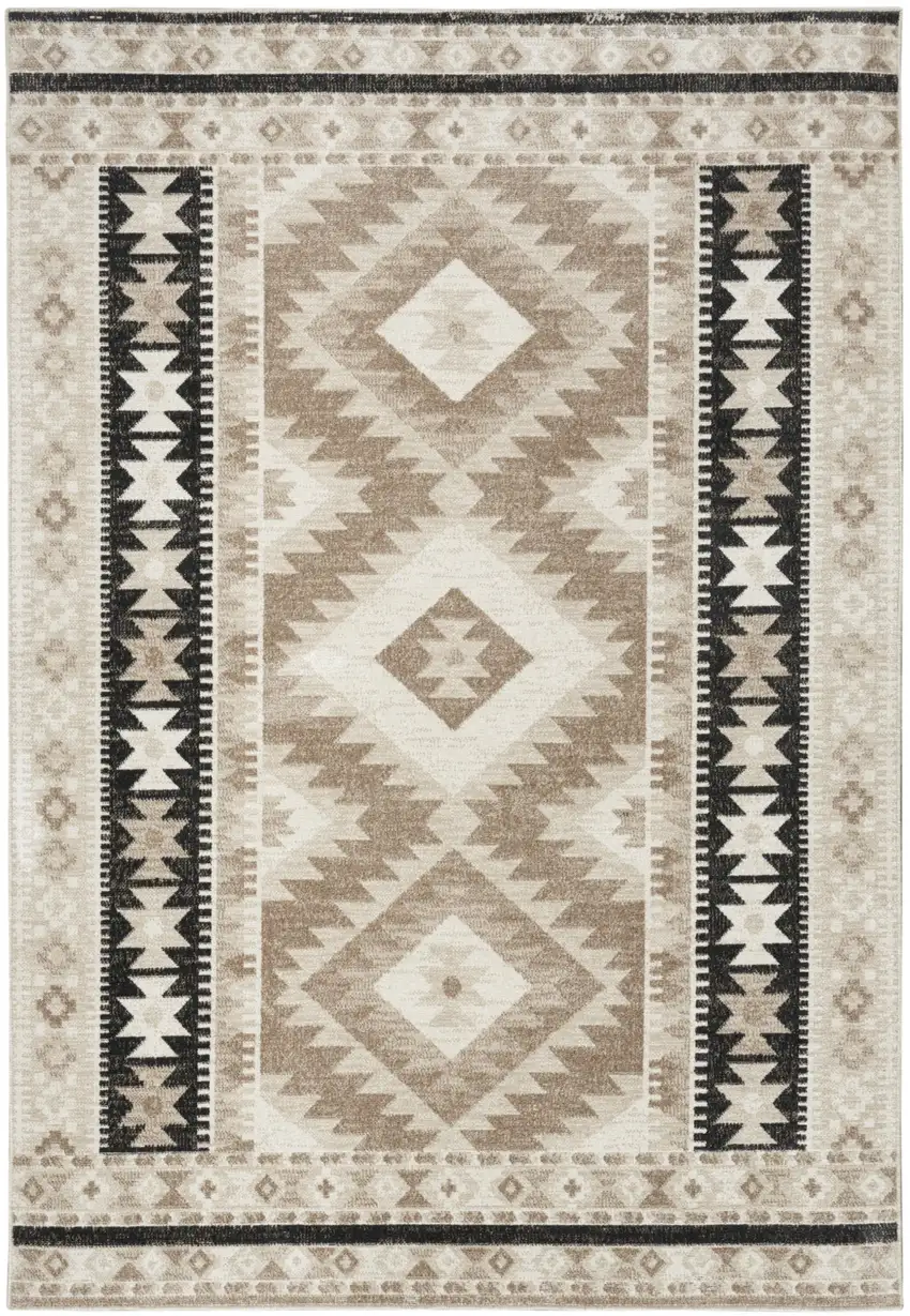 Beige Black And Tan Geometric Flatweave Area Rug Photo 5