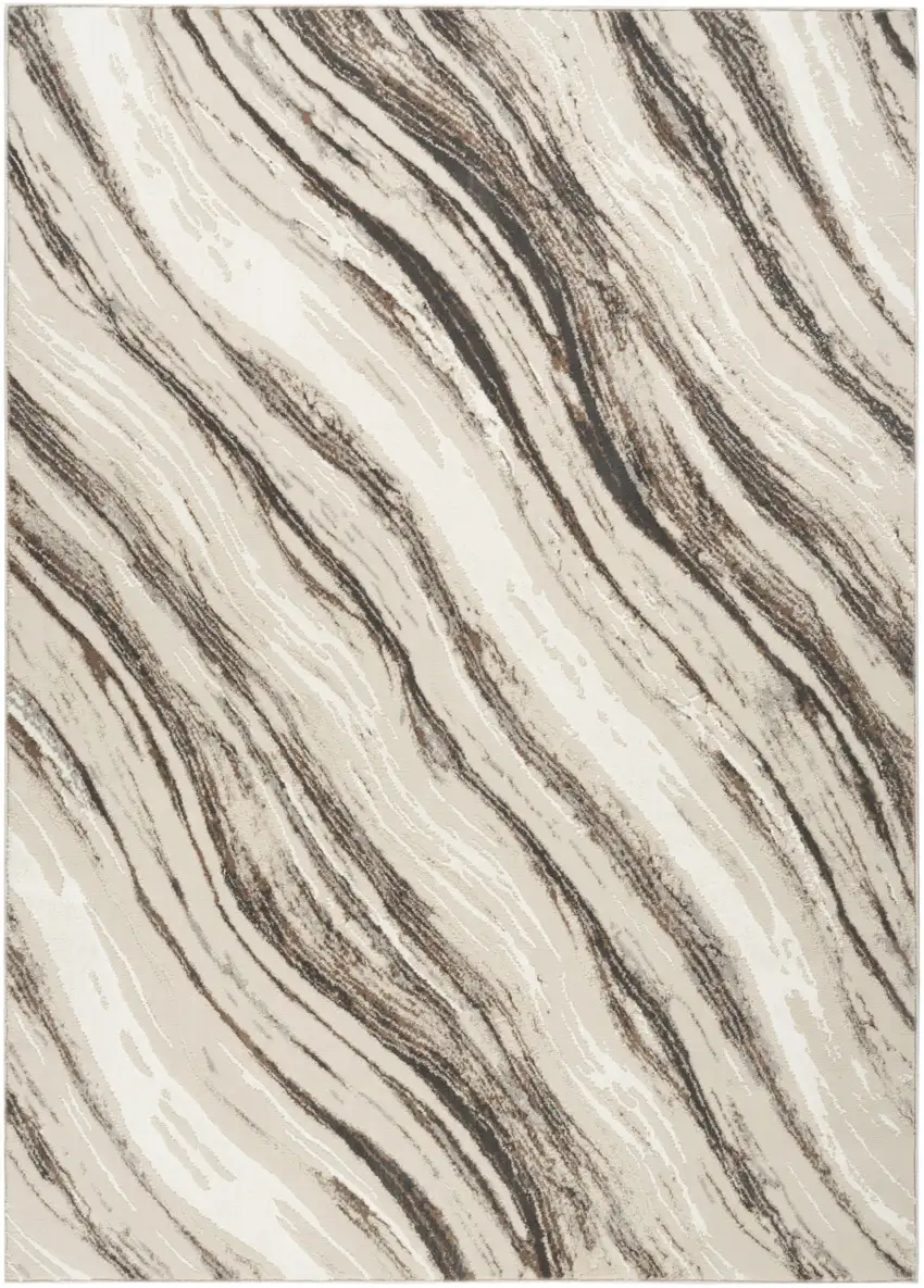 Beige Black and Gray Abstract Non Skid Area Rug Photo 2