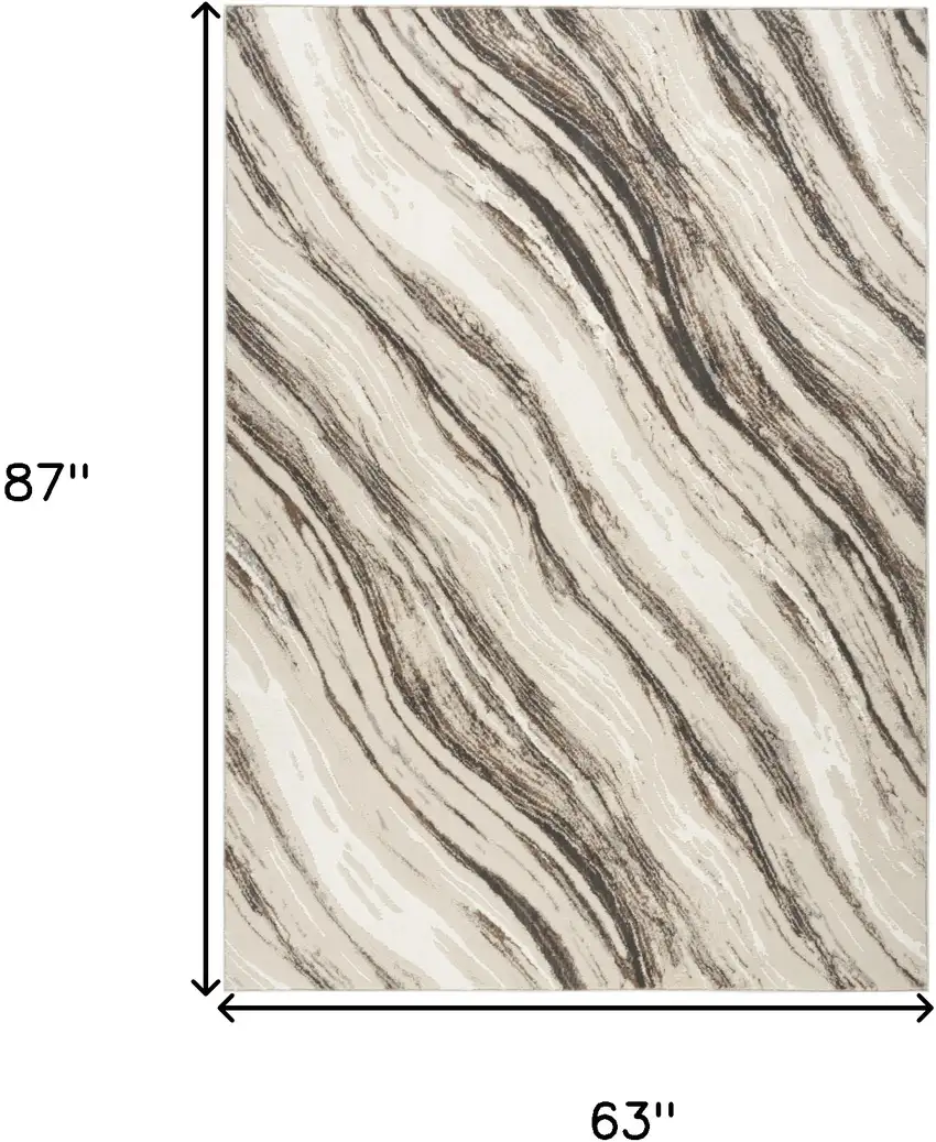 Beige Black and Gray Abstract Non Skid Area Rug Photo 3