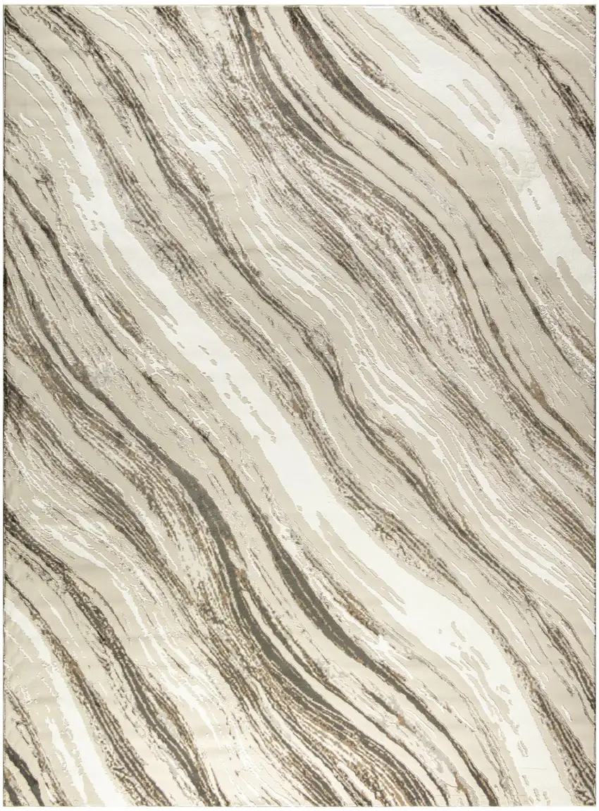 Beige Black and Gray Abstract Non Skid Area Rug Photo 2