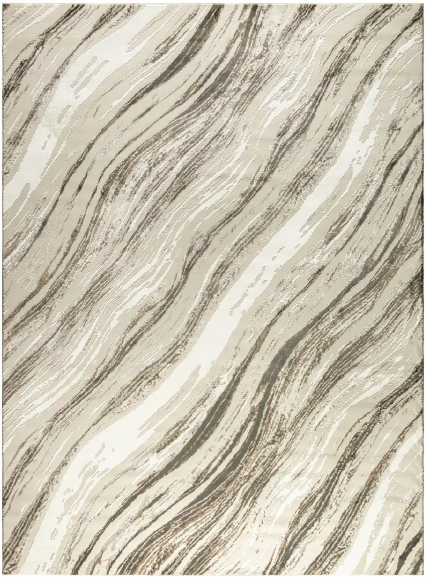 Beige Black and Gray Abstract Non Skid Area Rug Photo 5