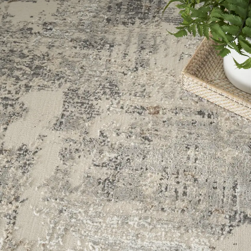Beige Black and Gray Abstract Non Skid Area Rug Photo 4