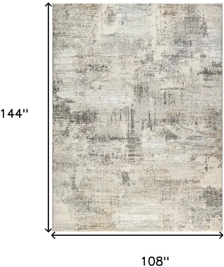 Beige Black and Gray Abstract Non Skid Area Rug Photo 3