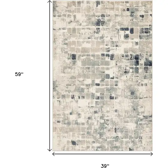 Blue and Beige Abstract Area Rug Photo 3