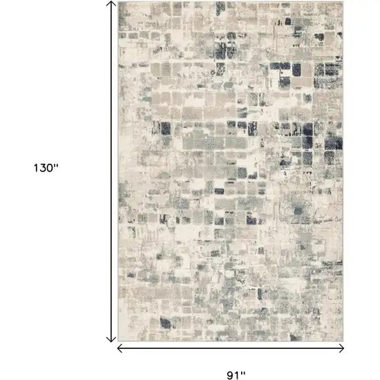 Blue and Beige Abstract Area Rug Photo 3