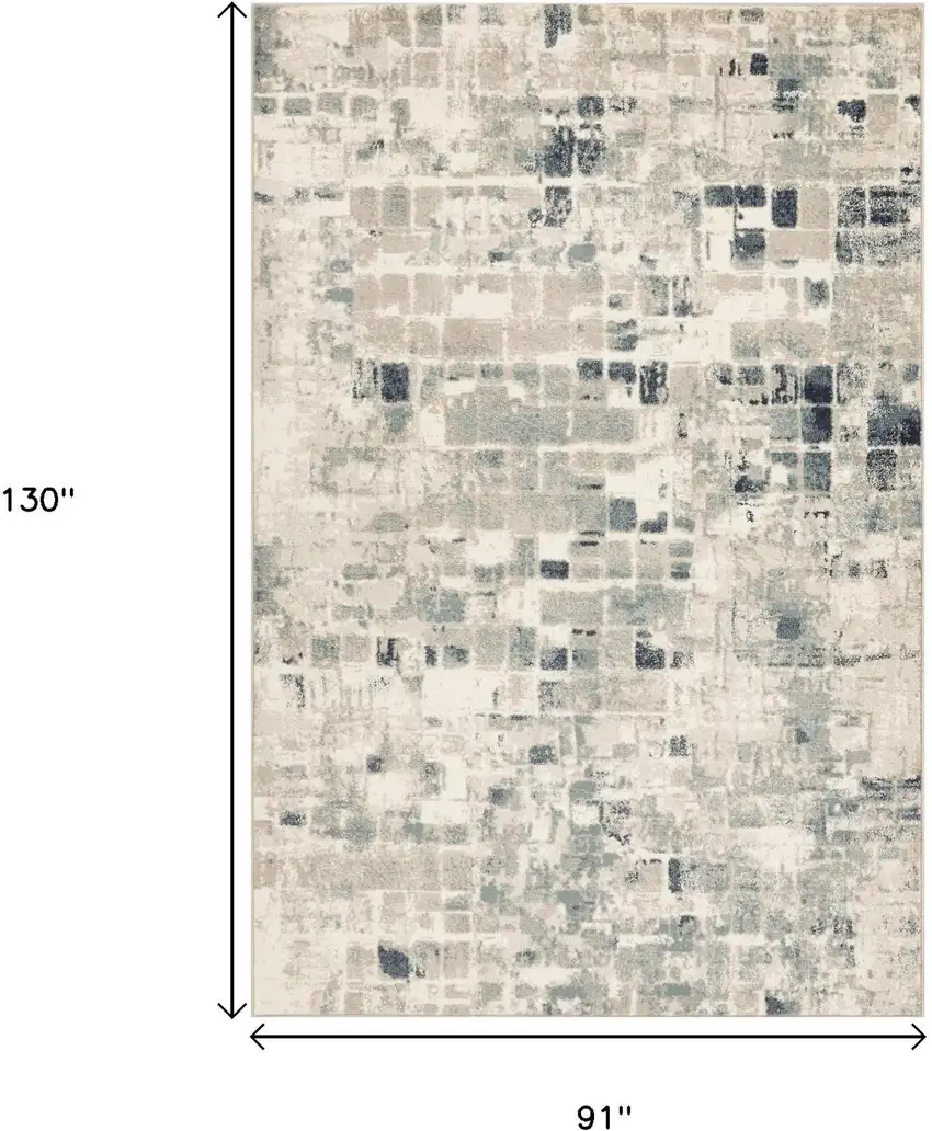 Blue and Beige Abstract Area Rug Photo 3