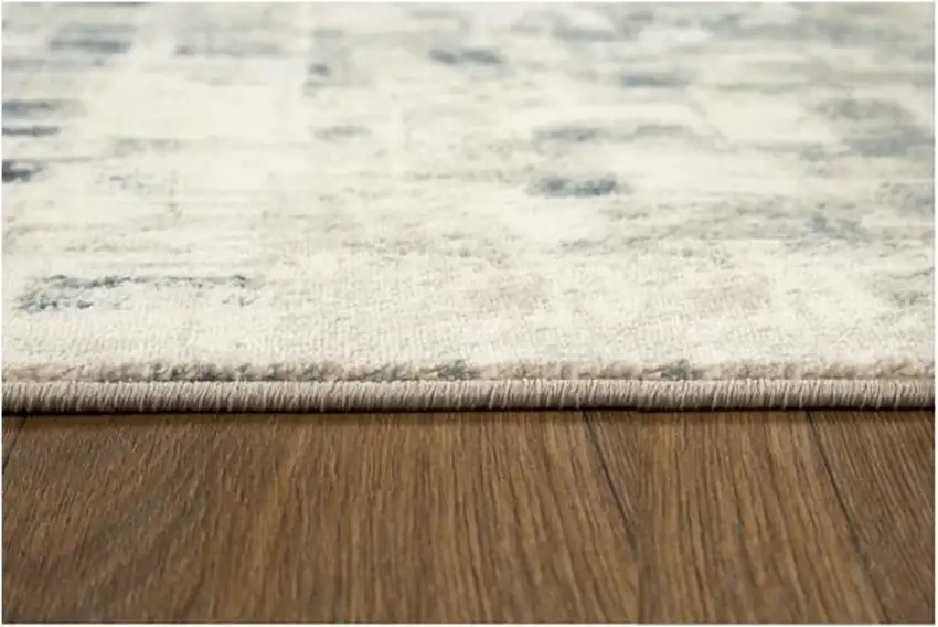 8' Blue And Beige Abstract Runner Rug Photo 9