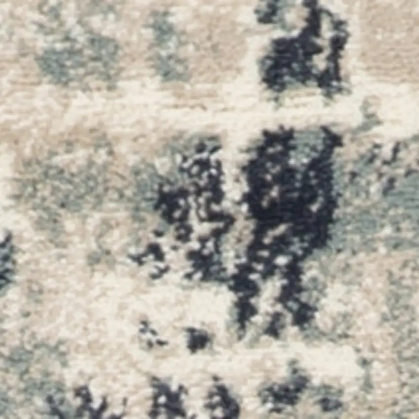 8' Blue And Beige Abstract Runner Rug Photo 4